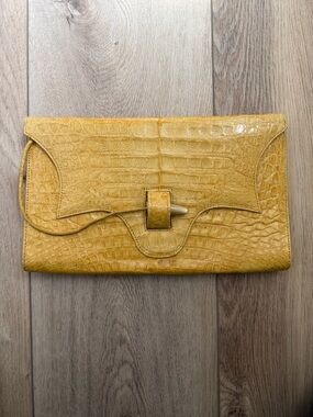 Adriana Castro Yellow Crocodile Clutch